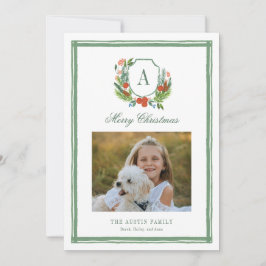 Cartão De Festividades Natal da Família Monograma com Aquarela