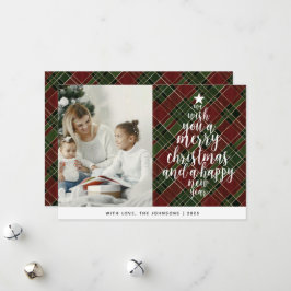 Cartão De Festividades Natal da Família Tartan Clássica Elegante