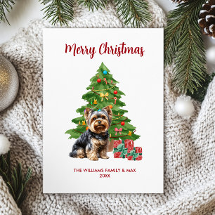 Cartão De Festividades Natal da família Yorkie Dog