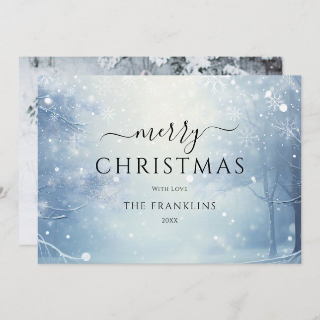 Cartão De Festividades Natal da Floresta das Maravilhas do inverno (Frente/Verso)