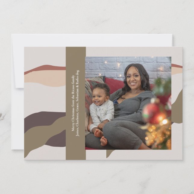 Cartão De Festividades Natal da Foto do Abstrato Retro (Frente)