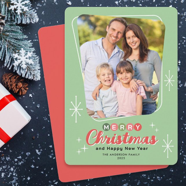 Cartão De Festividades Natal da Foto Moderna do Século Retro (Criador carregado)