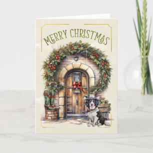 Cartão De Festividades Natal da Frente Ocidental e do Cachorro