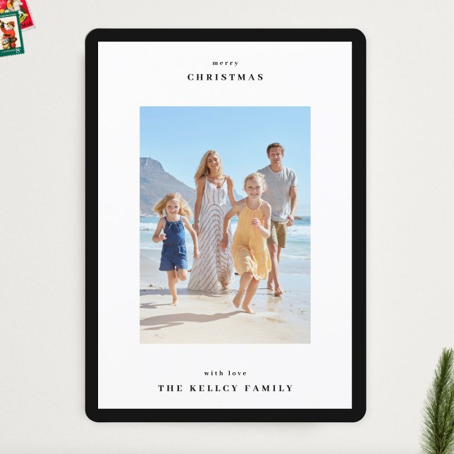 Cartão De Festividades Natal da Imagem Simples a Preto Moderno (Criador carregado)