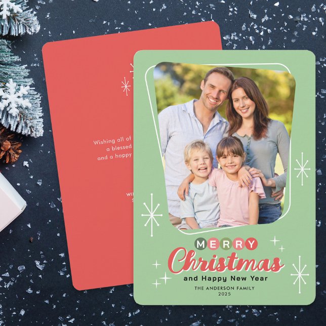 Cartão De Festividades Natal da Mensagem Moderna do Século Médio (Criador carregado)