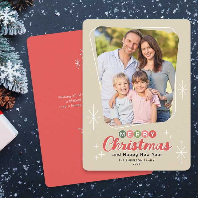 Cartão De Festividades Natal da Mensagem Moderna do Século Médio (Criador carregado)