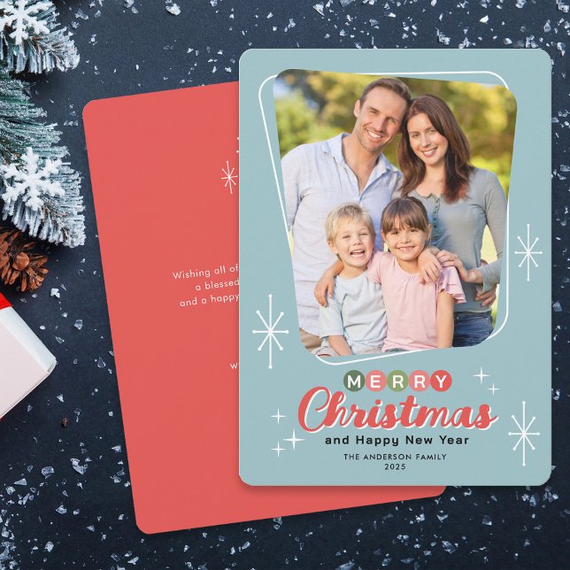 Cartão De Festividades Natal da Mensagem Moderna do Século Médio (Criador carregado)