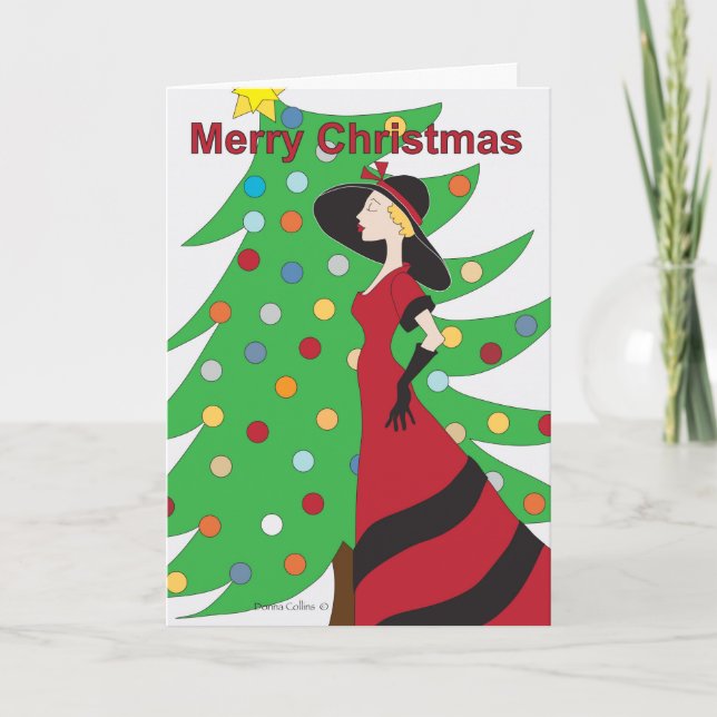 Cartão De Festividades Natal da Moda Antiga (Frente)