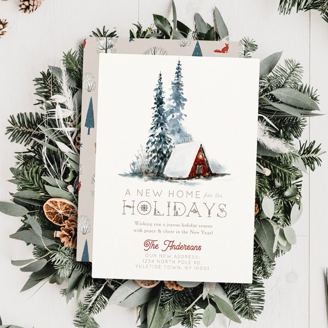 Cartão De Festividades Natal da Nova Casa da Cabina Vermelha Pequena (Criador carregado)