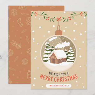 Cartão De Festividades Natal da Ornação de Bola de Cristal de inverno