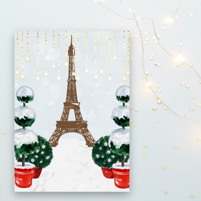 Cartão De Festividades Natal da Torre Eiffel de inverno em Paris (Criador carregado)