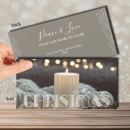 Cartão De Festividades Natal da Vela Branca Elegante