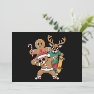 Cartão De Festividades Natal Dabbing Papai Noel Urso Skate Rena Xmas