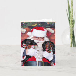 Cartão De Festividades Natal - Dachshund - Mickey & Madilyn