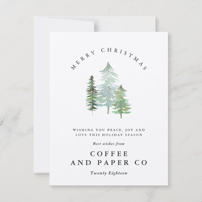 Cartão De Festividades Natal das empresas de floresta aquática (Frente)