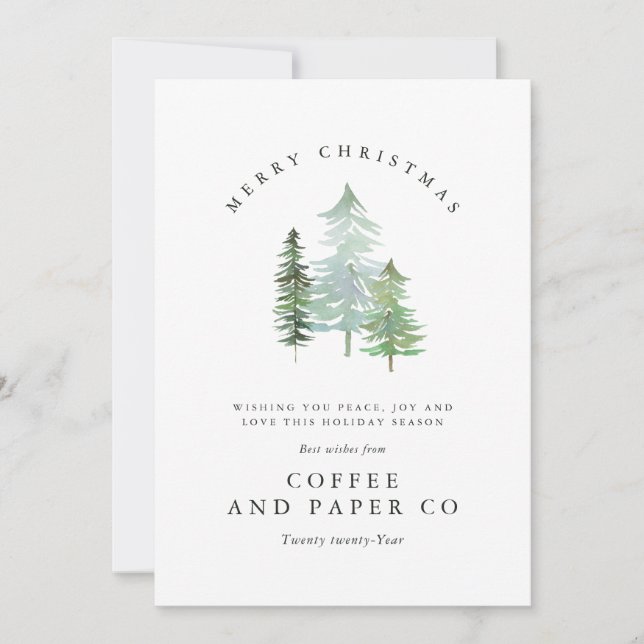 Cartão De Festividades Natal das empresas de floresta aquática (Frente)