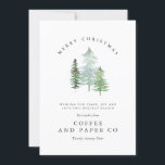 Cartão De Festividades Natal das empresas de floresta aquática<br><div class="desc">Um design de férias elegante,  da natureza. Parte de uma coleção. Com texto elegante e design de floresta de aquarela linda.</div>