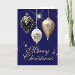 Cartão De Festividades Natal das Ornações de Vintagem Branca Dourada de C