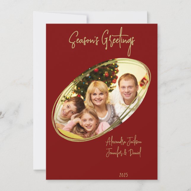 Cartão De Festividades Natal das Saudações da Época Mínima Vermelha (Frente)