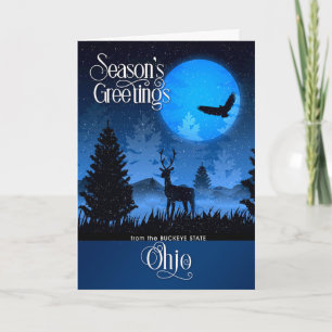 Cartão De Festividades Natal das Saudações da Estação de Ohio Buckeye
