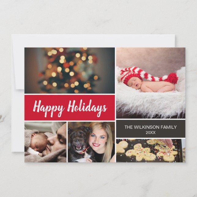 Cartão De Festividades Natal de 2022 Feliz Feriados da Família Vermelha N (Frente)