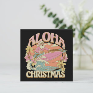 Cartão De Festividades Natal de Aloha Surfando Papai Noel Havaiano Kaliki