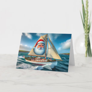 CARTÃO DE FESTIVIDADES NATAL DE BARCO À VELA - NAVEGAÇÃO DE INVERNO