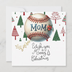 Cartão De Festividades Natal de baseball com presentes e bola