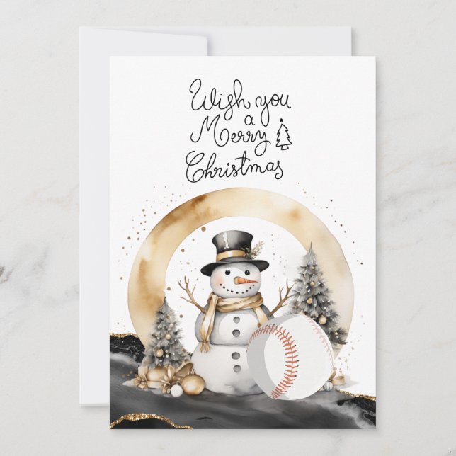 Cartão De Festividades Natal de baseball com presentes e bola (Frente)