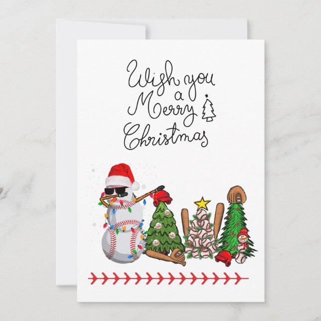 Cartão De Festividades Natal de baseball com presentes e bola (Frente)