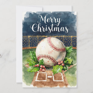 Cartão De Festividades Natal de baseball temido no estádio
