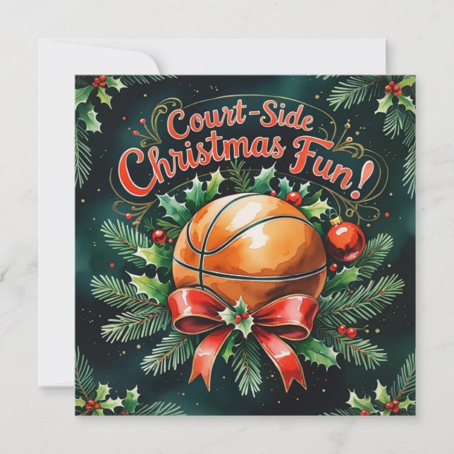 Cartão De Festividades Natal De Basquete (Frente)