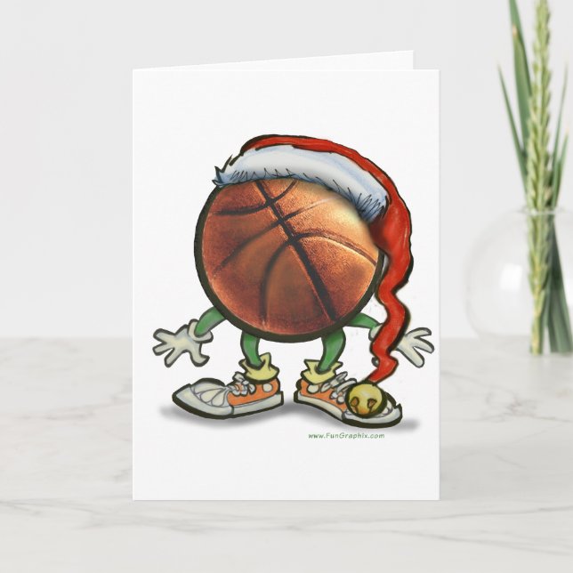 Cartão De Festividades Natal de basquetebol (Frente)