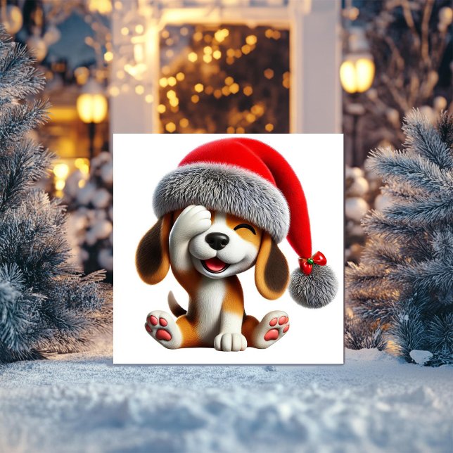 Cartão De Festividades Natal de Beagle Rindo (Criador carregado)
