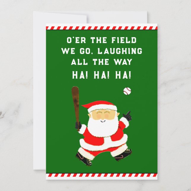 Cartão De Festividades Natal de Beisebol Divertido (Frente)