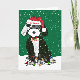 Cartão De Festividades Natal de Bernedoodle Personalizado