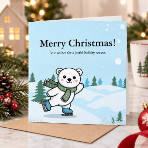 Cartão De Festividades Natal de Boas-Vindas de Inverno Ilustrado Branco e