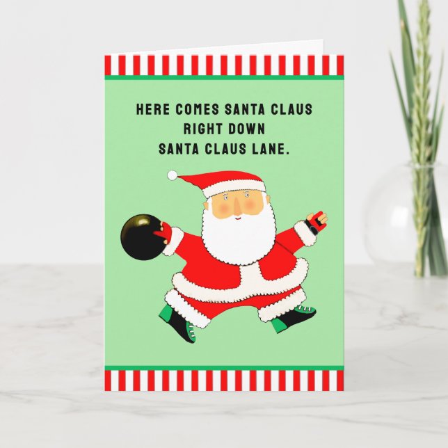 Cartão De Festividades Natal de Boliche (Frente)
