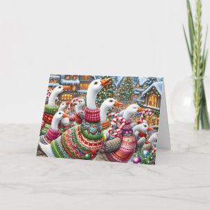 Cartão De Festividades Natal de camisola feia gansos