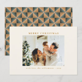 Cartão De Festividades Natal de Design de Vintage Dourado Verde Personali