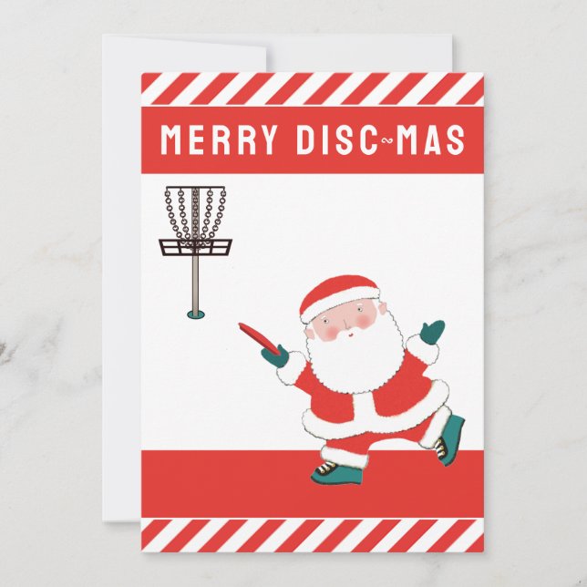Cartão De Festividades Natal de Disc Golf (Frente)
