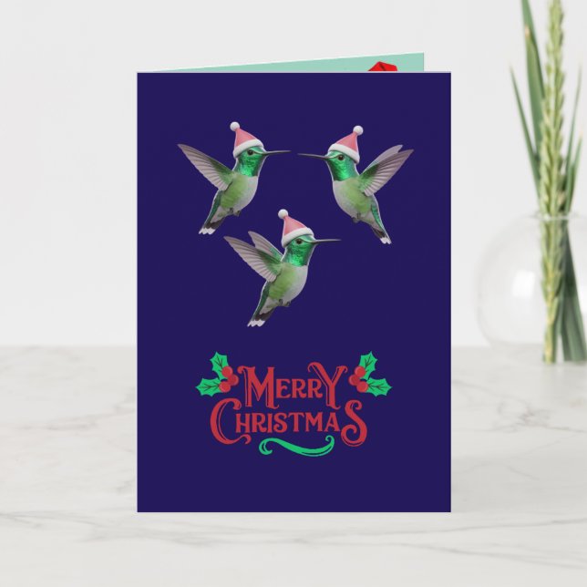 Cartão De Festividades Natal de Férias Beija-flor Fofo (Frente)