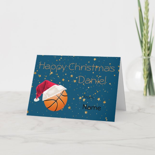 Cartão De Festividades Natal de Férias de Basquete de Esporte Personaliza (Frente)