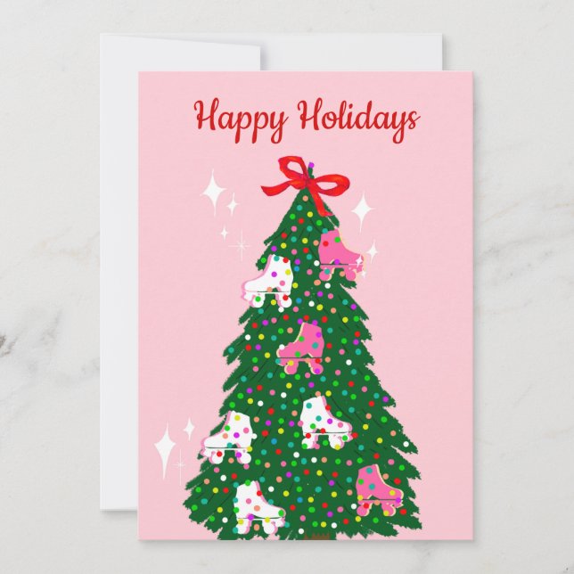 Cartão De Festividades Natal de Férias Patinação sobre Rodas de Natal Pat (Frente)