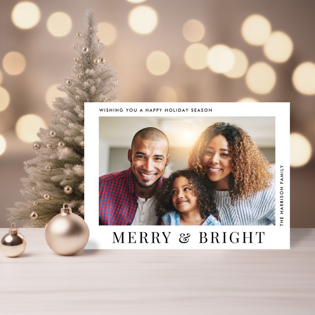 Cartão De Festividades Natal de Foto Brilhante da Feliz Moderna (Share the love and warmth of the season with your personalized photo Christmas card)