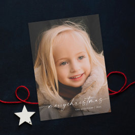 Cartão De Festividades Natal de Foto de Script Manuscrito Simples