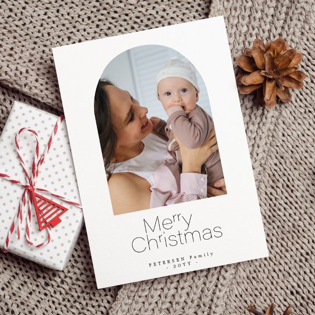 Cartão De Festividades Natal de foto minimalista simples (Criador carregado)