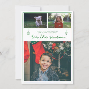 Cartão De Festividades Natal de Foto Moderno 3 Placa de script simples