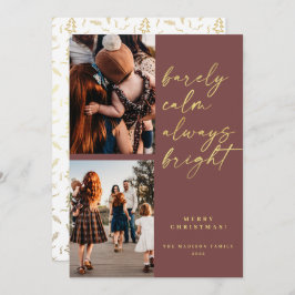 Cartão De Festividades Natal de Fotografia do Script 2 Dourado sempre bri