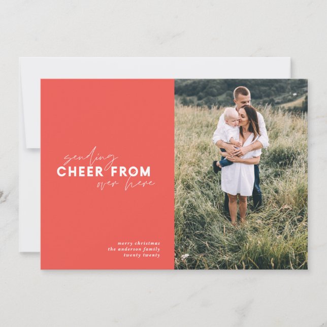 Cartão De Festividades Natal de fotos a distância do script (Frente)